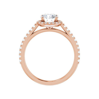14K Gold Round Halo Italia Engagement Ring