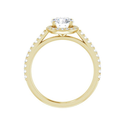 14K Gold Round Halo Italia Engagement Ring