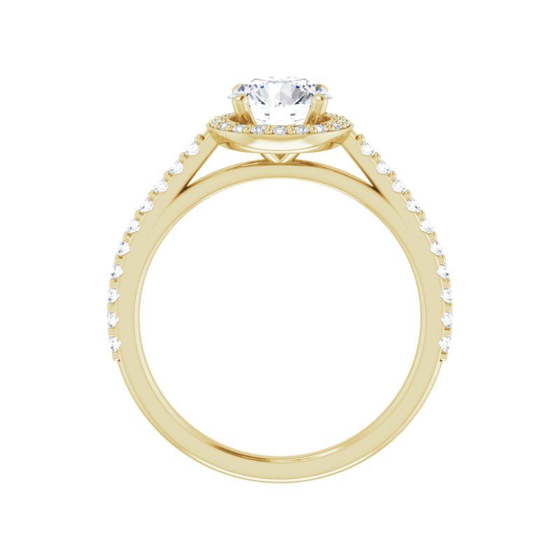 14K Gold Round Halo Italia Engagement Ring