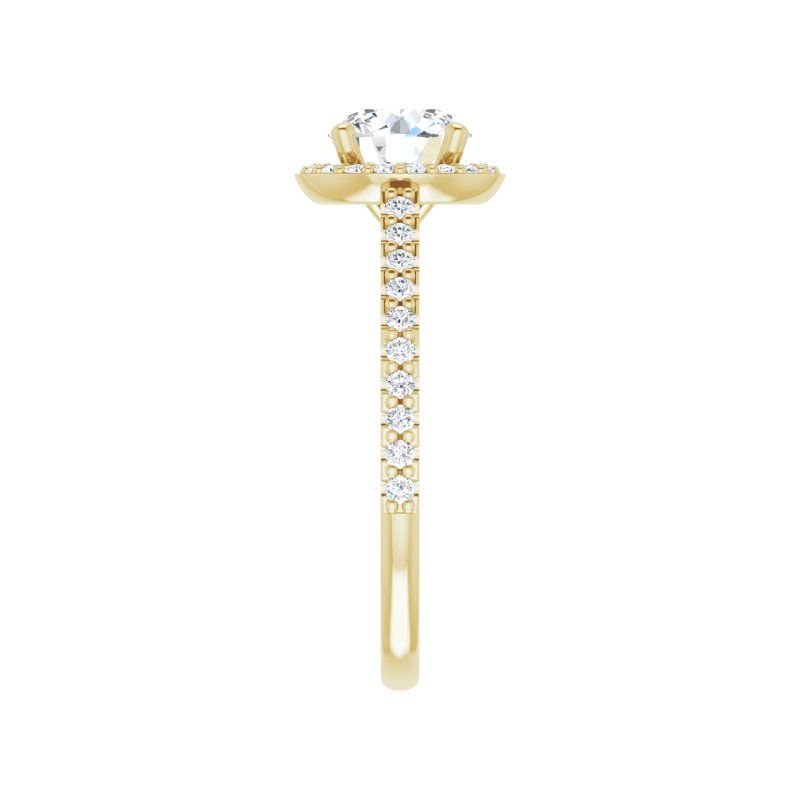14K Gold Round Halo Italia Engagement Ring