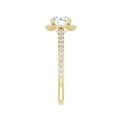 14K Gold Round Halo Italia Engagement Ring
