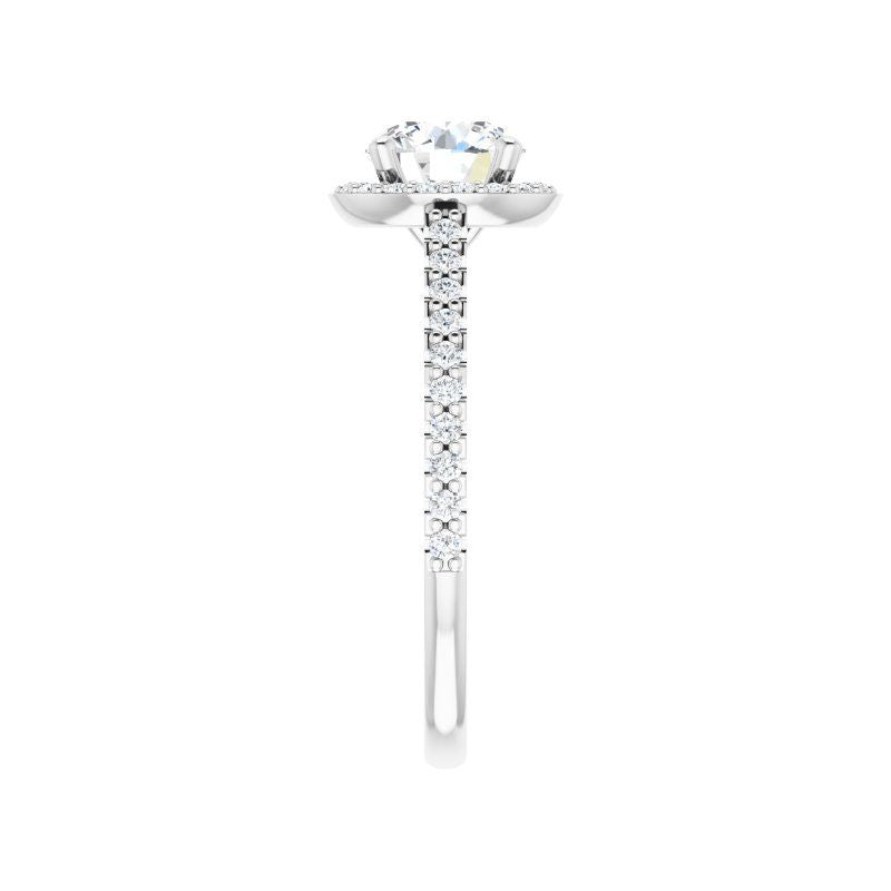14K Gold Round Halo Italia Engagement Ring