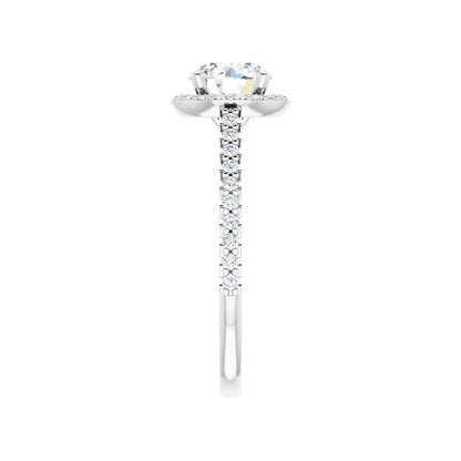 14K Gold Round Halo Italia Engagement Ring