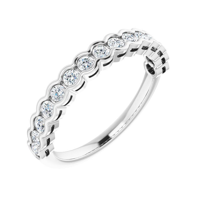 14K Gold Diamond Wave Anniversary Band