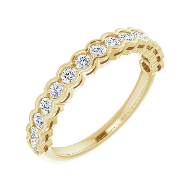 14K Gold Diamond Wave Anniversary Band