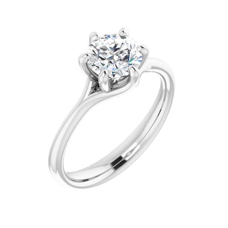 14K Gold Round 6 Prong Engagement Ring