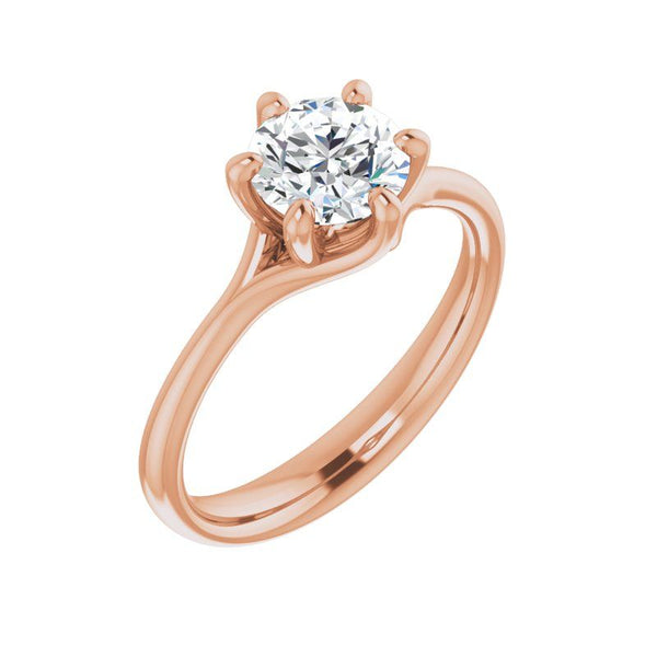 14K Gold Round 6 Prong Engagement Ring