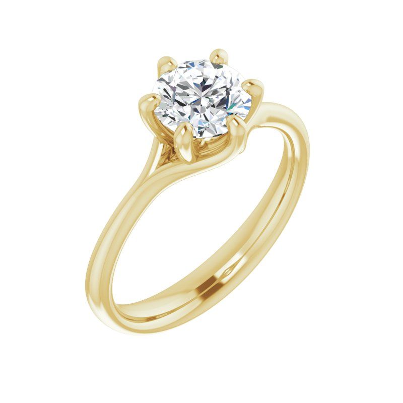 14K Gold Round 6 Prong Engagement Ring