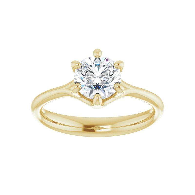 14K Gold Round 6 Prong Engagement Ring