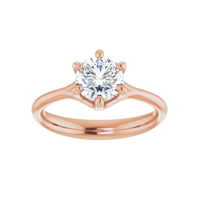 14K Gold Round 6 Prong Engagement Ring