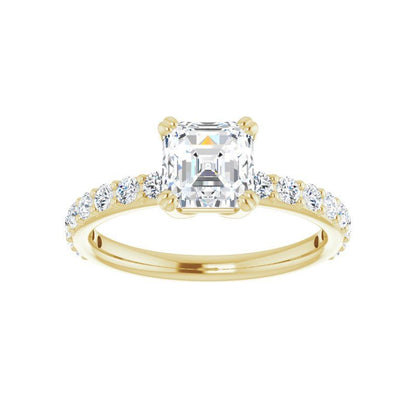14K Gold Asscher Engagement Ring