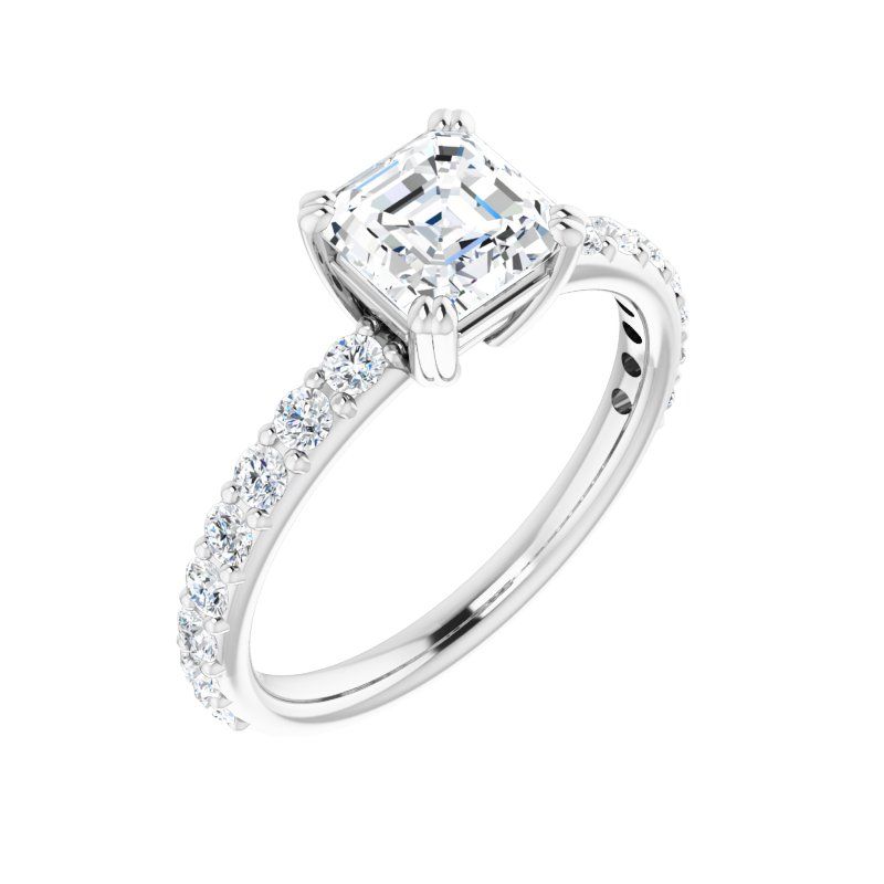 14K Gold Asscher Engagement Ring