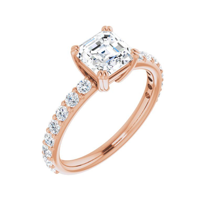 14K Gold Asscher Engagement Ring