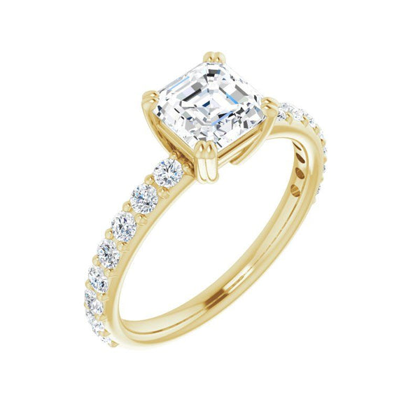 14K Gold Asscher Engagement Ring