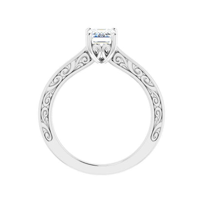 14K Gold Emerald Solitaire Engagement Ring