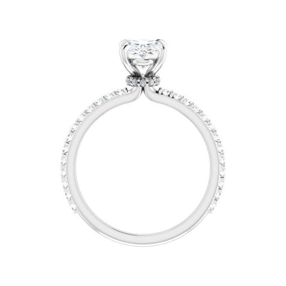 14K Gold Oval Accented Engagement Ring