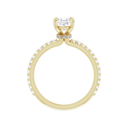 14K Gold Oval Accented Engagement Ring