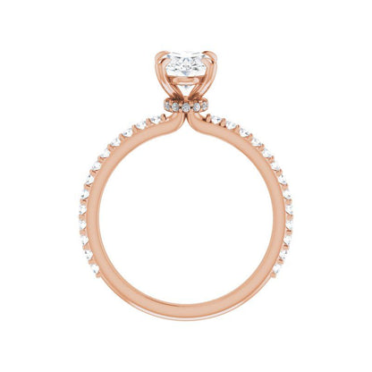 14K Gold Oval Accented Engagement Ring