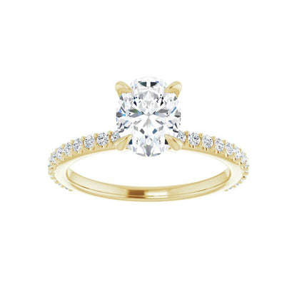 14K Gold Oval Accented Engagement Ring