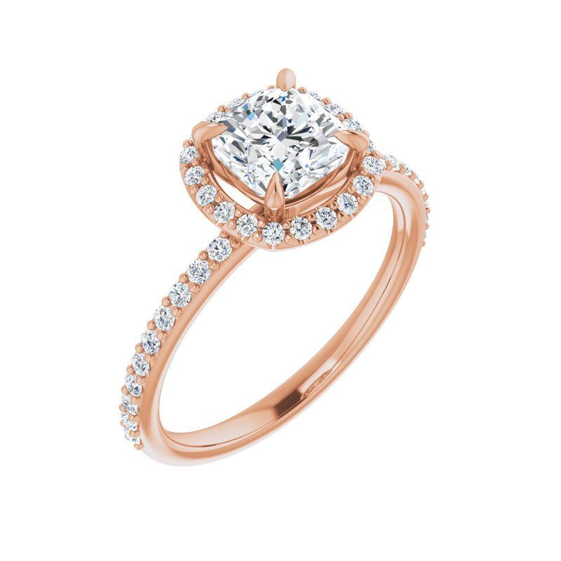 14K Gold Cushion Halo Glow Engagement Ring