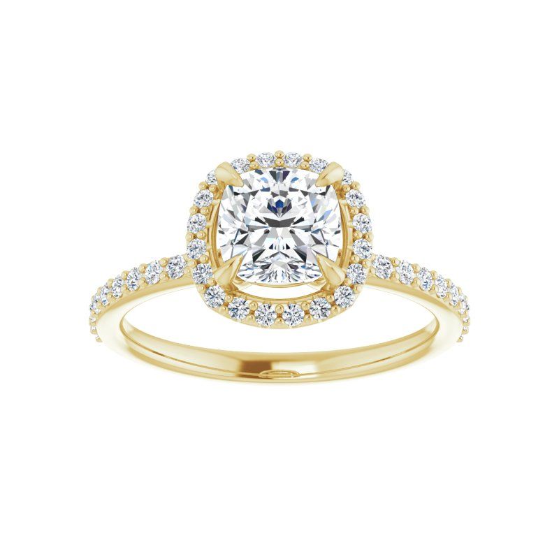 14K Gold Cushion Halo Glow Engagement Ring