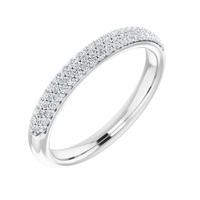 14K White Pave Accented Diamond Band