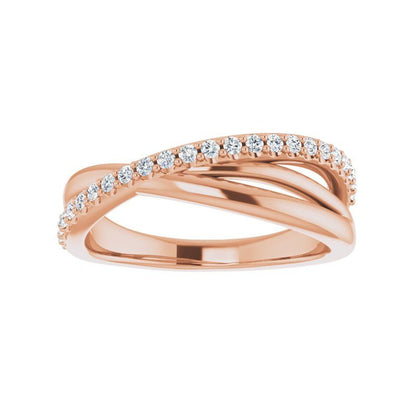 14K Gold Diamond Criss-Cross Ring