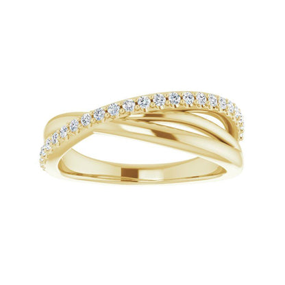 14K Gold Diamond Criss-Cross Ring