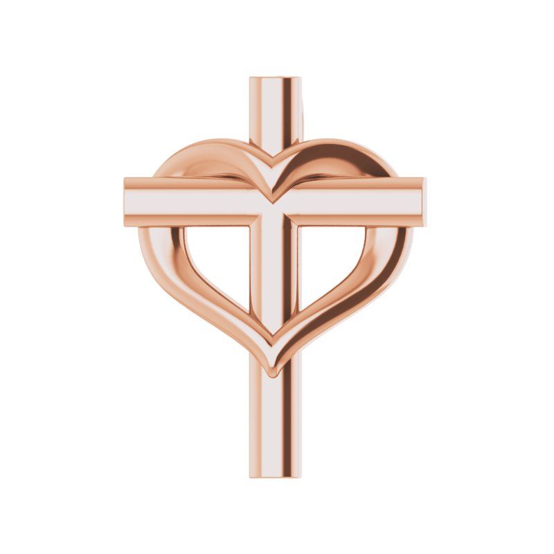 14K Gold Youth Cross with Heart Pendant