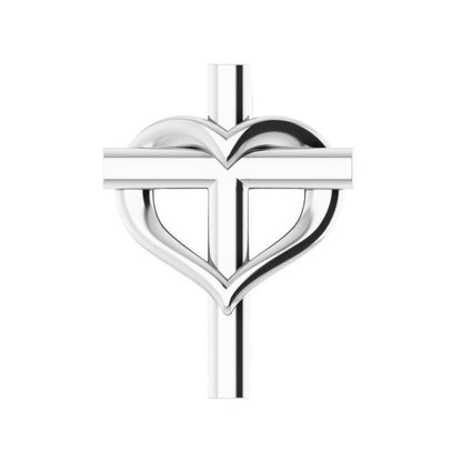 14K Gold Youth Cross with Heart 15" Necklace