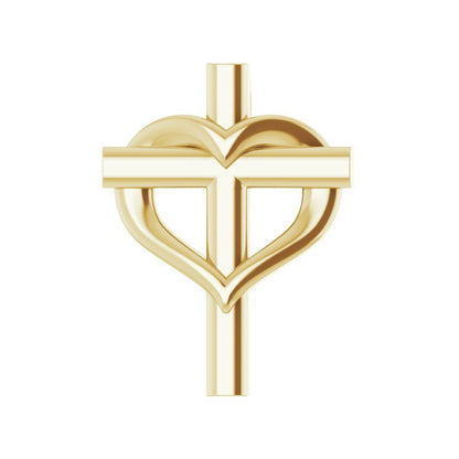14K Gold Youth Cross with Heart 15" Necklace