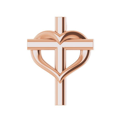 14K Gold Youth Cross with Heart 15" Necklace