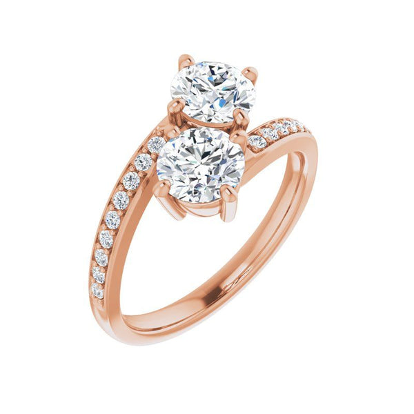 14K Gold Round Two-Stone Engagement Ring