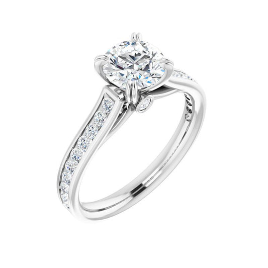 14K Gold Round Pave Engagement Ring