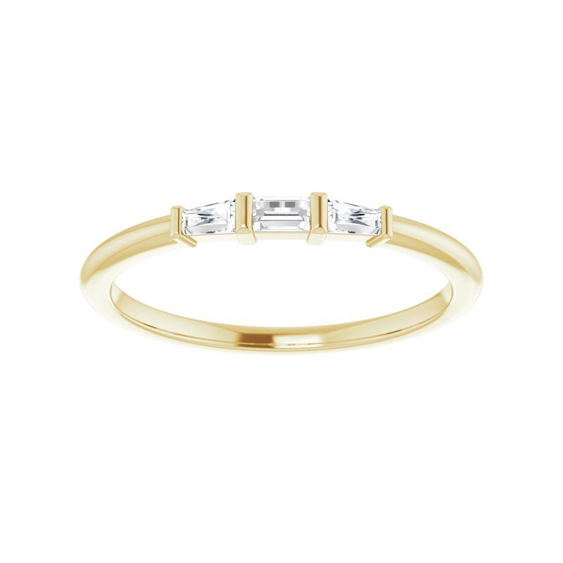 14K Gold Diamond Three-Stone Baguette Stackable Ring