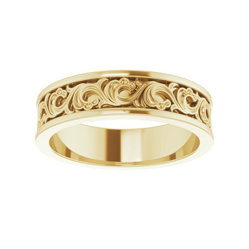 14K Gold 6 mm Sculptural-Inspired Band