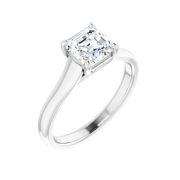 14K Gold Asscher/Princess Solitaire Engagement Ring