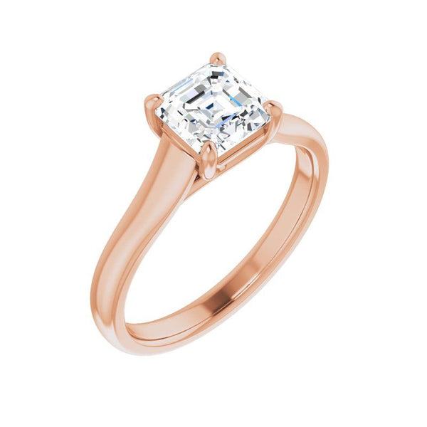 14K Gold Asscher/Princess Solitaire Engagement Ring