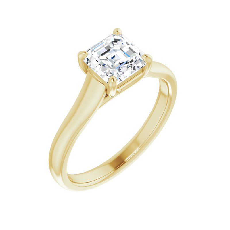 14K Gold Asscher/Princess Christina Engagement Ring