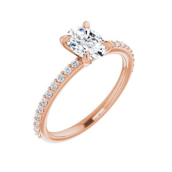 14K Gold Oval Engagement Ring