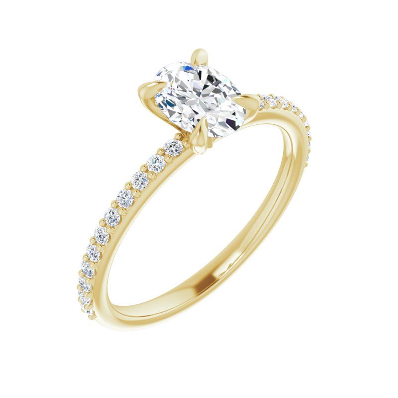 14K Gold Oval Engagement Ring