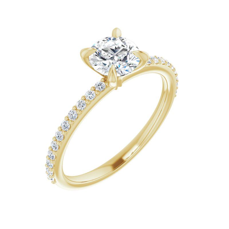 14K Gold Round Engagement Ring