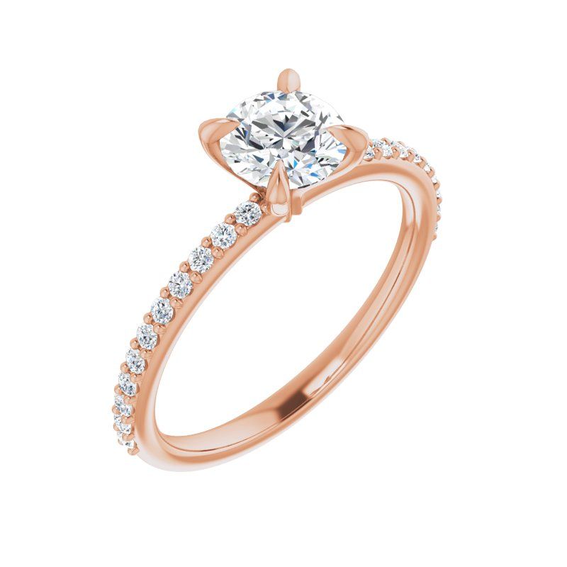 14K Gold Round Engagement Ring