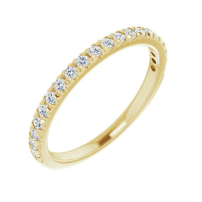 14K Gold Diamond French-Set Minimalist Band