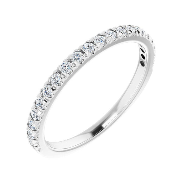 14K Gold Diamond French-Set Minimalist Band