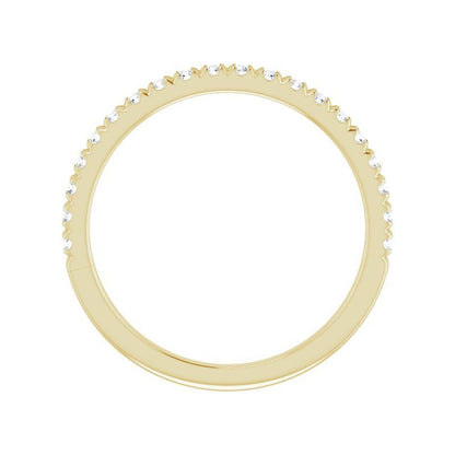 14K Gold Diamond French-Set Minimalist Band
