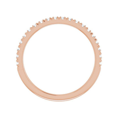 14K Gold Diamond French-Set Minimalist Band