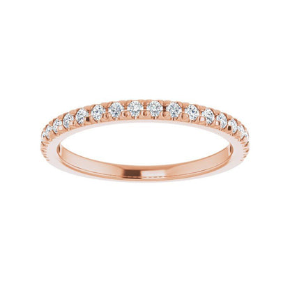 14K Gold Diamond French-Set Minimalist Band