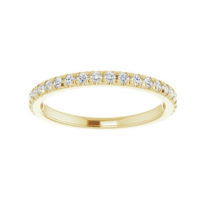 14K Gold Diamond French-Set Minimalist Band
