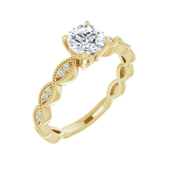 14K Gold Round Engagement Ring